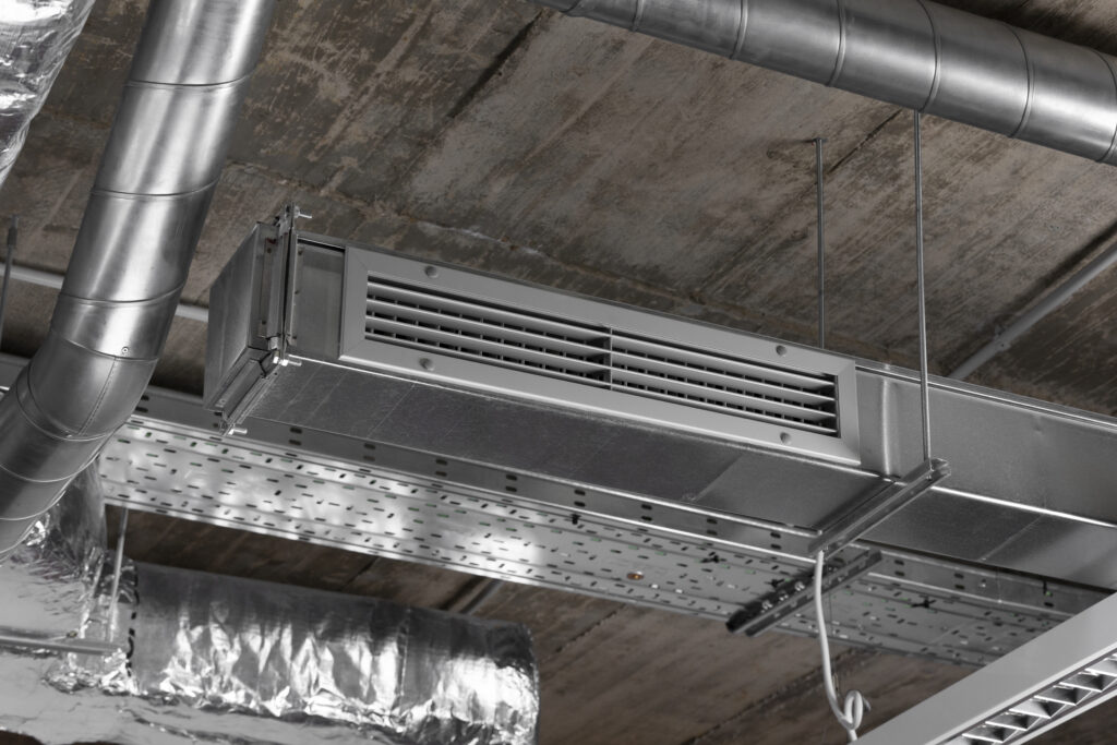 Close-up of commercial ventilation system during professional air duct cleaning in St Charles MO